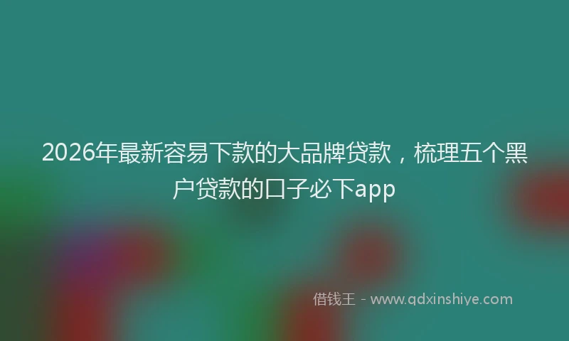 2026年最新容易下款的大品牌贷款，梳理五个黑户贷款的口子必下app