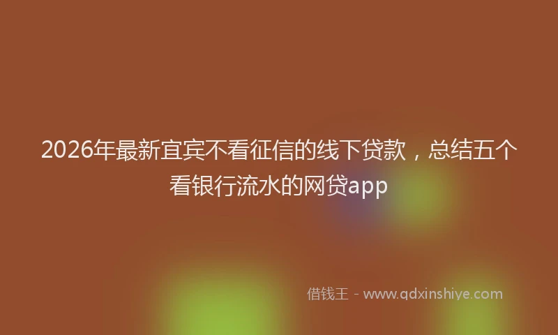 2026年最新宜宾不看征信的线下贷款，总结五个看银行流水的网贷app