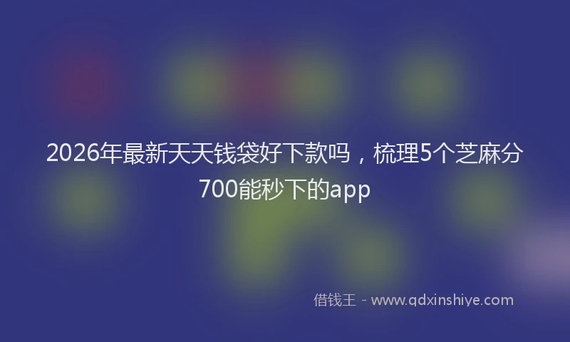 2026年最新天天钱袋好下款吗,梳理5个芝麻分700能秒下的app