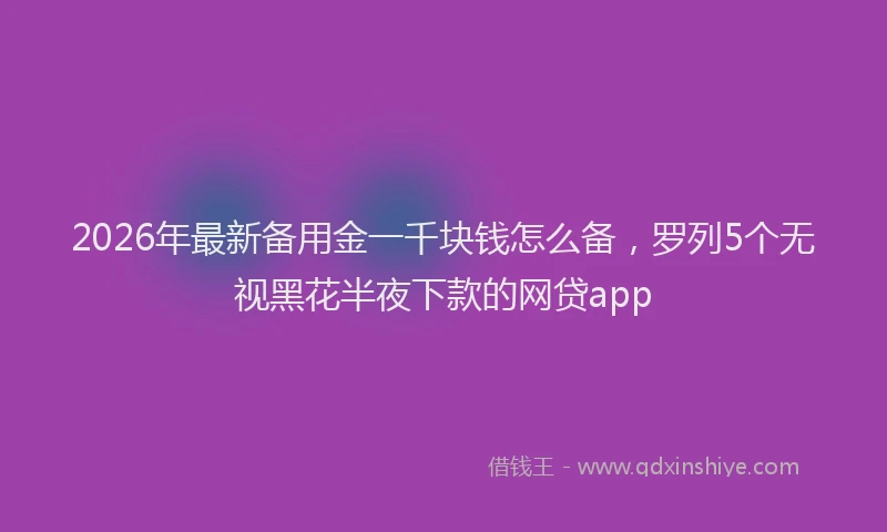 2026年最新备用金一千块钱怎么备，罗列5个无视黑花半夜下款的网贷app