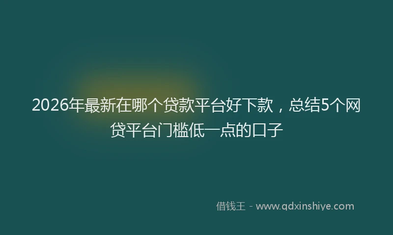 2026年最新在哪个贷款平台好下款，总结5个网贷平台门槛低一点的口子