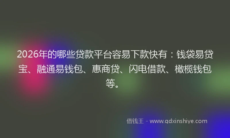 2026年的哪些贷款平台容易下款快有：钱袋易贷宝、融通易钱包、惠商贷、闪电借款、橄榄钱包等。