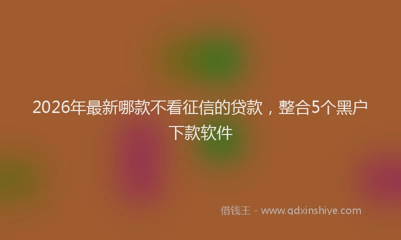 2026年最新哪款不看征信的贷款，整合5个黑户下款软件