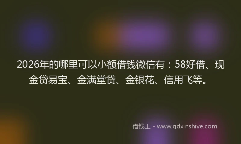 2026年的哪里可以小额借钱微信有：58好借、现金贷易宝、金满堂贷、金银花、信用飞等。
