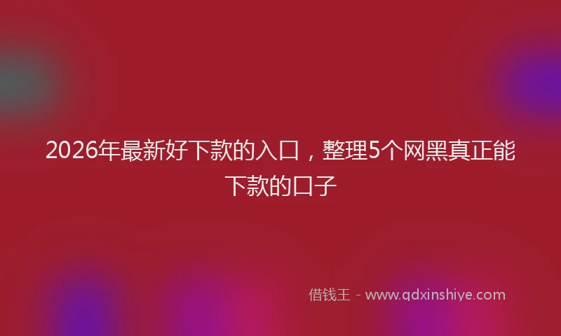 2026年最新好下款的入口,整理5个网黑真正能下款的口子