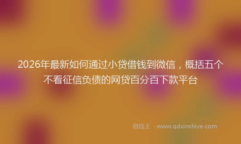 2026年最新如何通过小贷借钱到微信，概括五个不看征信负债的网贷百分百下款平台