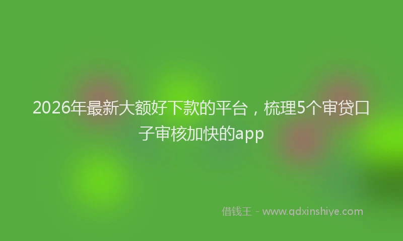 2026年最新大额好下款的平台，梳理5个审贷口子审核加快的app