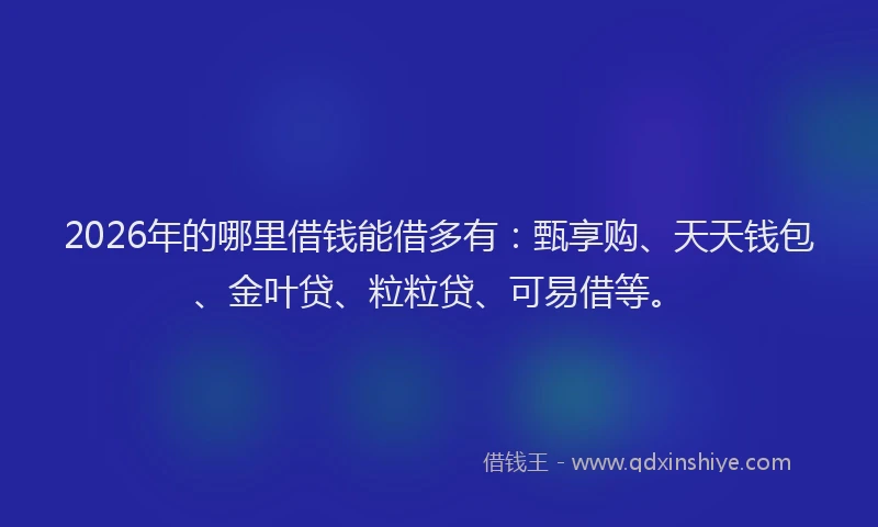 2026年的哪里借钱能借多有:甄享购、天天钱包、金叶贷、粒粒贷、可易借等。