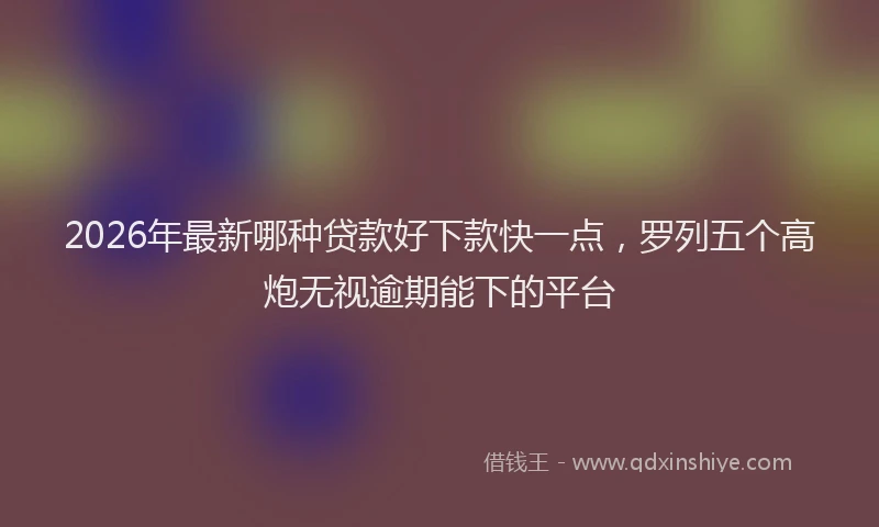2026年最新哪种贷款好下款快一点，罗列五个高炮无视逾期能下的平台