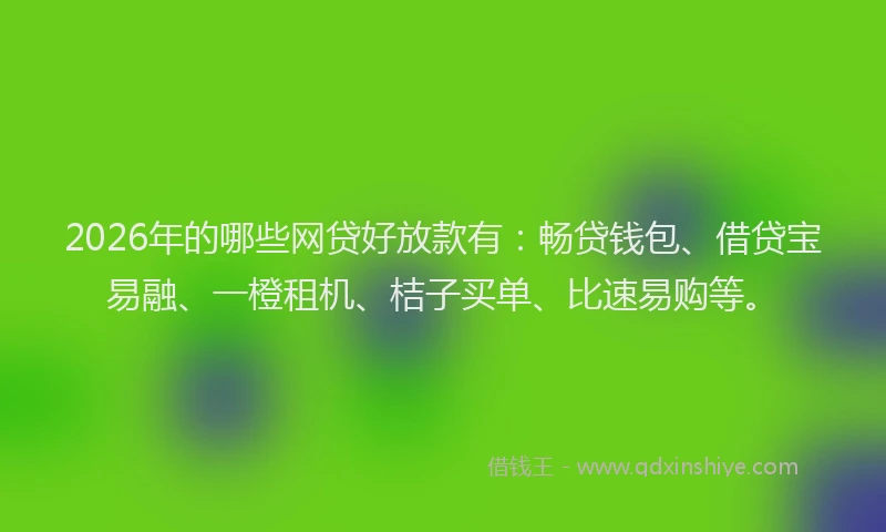 2026年的哪些网贷好放款有:畅贷钱包、借贷宝易融、一橙租机、桔子买单、比速易购等。