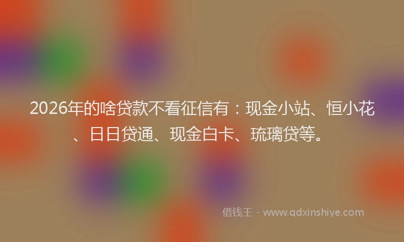 2026年的啥贷款不看征信有：现金小站、恒小花、日日贷通、现金白卡、琉璃贷等。