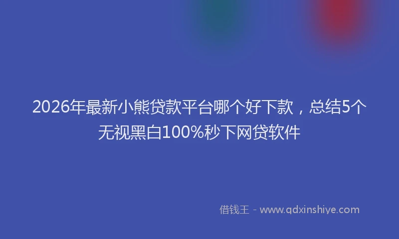 2026年最新小熊贷款平台哪个好下款，总结5个无视黑白100%秒下网贷软件
