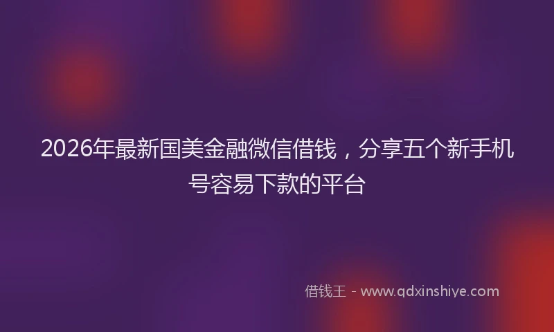 2026年最新国美金融微信借钱，分享五个新手机号容易下款的平台