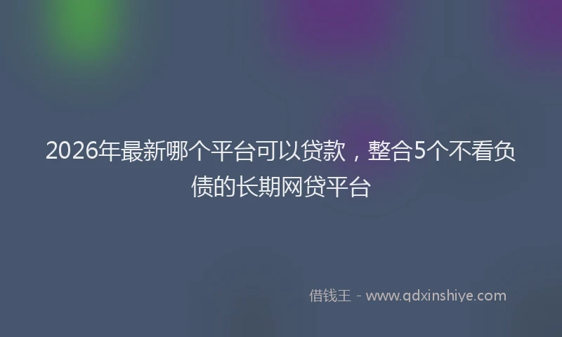 2026年最新哪个平台可以贷款,整合5个不看负债的长期网贷平台