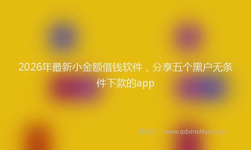 2026年最新小金额借钱软件，分享五个黑户无条件下款的app
