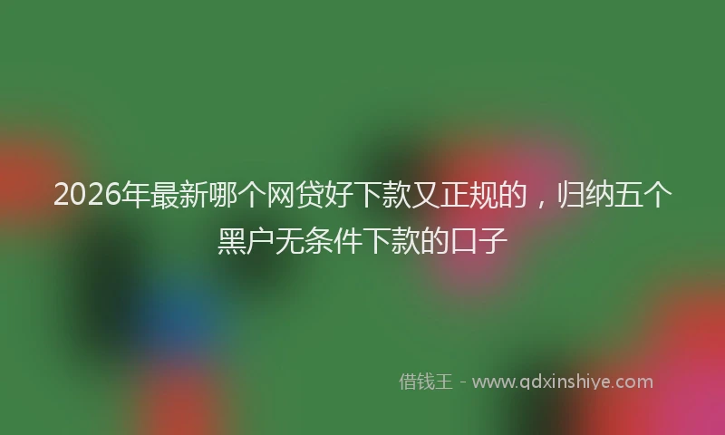 2026年最新哪个网贷好下款又正规的，归纳五个黑户无条件下款的口子