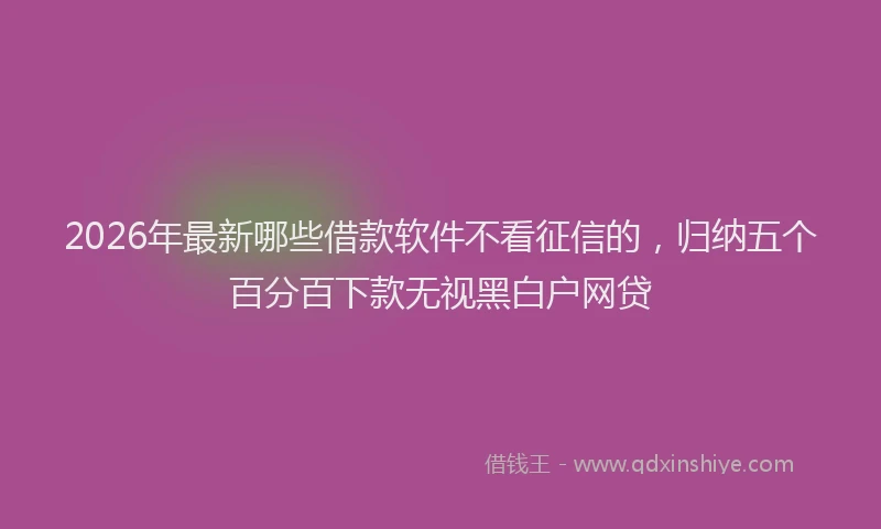 2026年最新哪些借款软件不看征信的，归纳五个百分百下款无视黑白户网贷