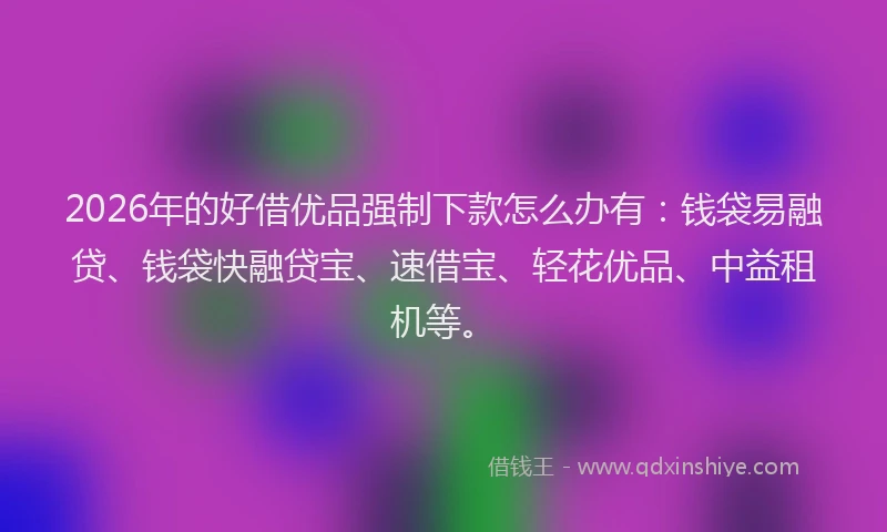 2026年的好借优品强制下款怎么办有：钱袋易融贷、钱袋快融贷宝、速借宝、轻花优品、中益租机等。