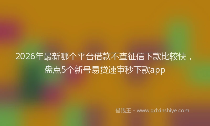 2026年最新哪个平台借款不查征信下款比较快,盘点5个新号易贷速审秒下款app