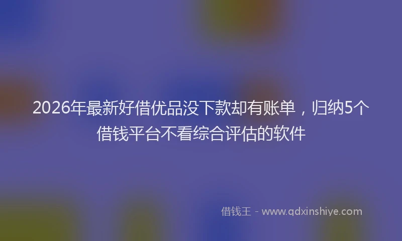 2026年最新好借优品没下款却有账单，归纳5个借钱平台不看综合评估的软件
