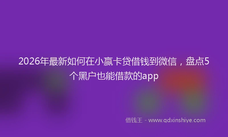 2026年最新如何在小赢卡贷借钱到微信，盘点5个黑户也能借款的app