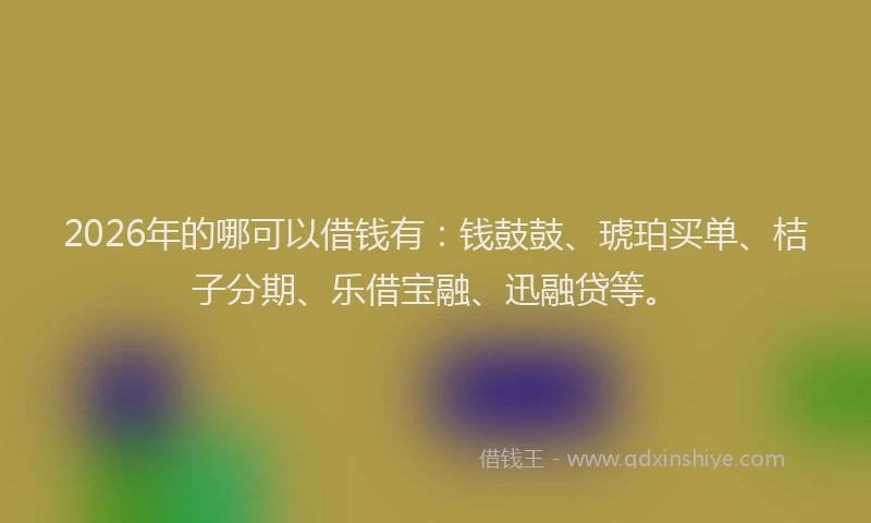 2026年的哪可以借钱有:钱鼓鼓、琥珀买单、桔子分期、乐借宝融、迅融贷等。