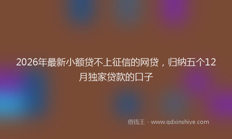2026年最新小额贷不上征信的网贷，归纳五个12月独家贷款的口子