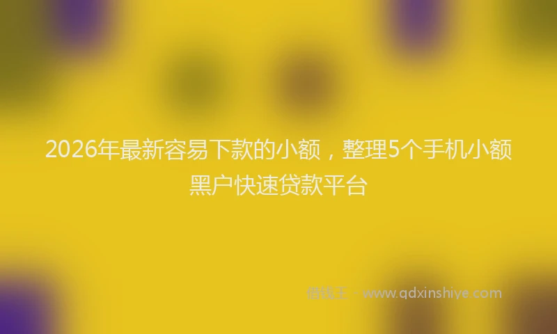 2026年最新容易下款的小额，整理5个手机小额黑户快速贷款平台