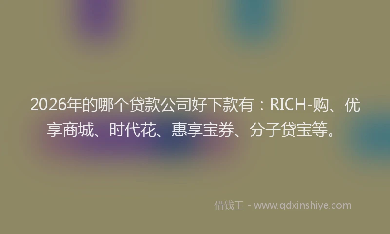 2026年的哪个贷款公司好下款有:RICH-购、优享商城、时代花、惠享宝券、分子贷宝等。