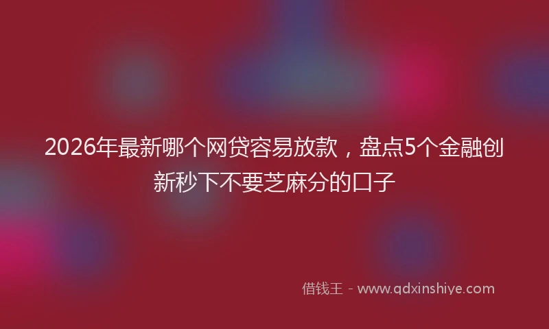 2026年最新哪个网贷容易放款，盘点5个金融创新秒下不要芝麻分的口子