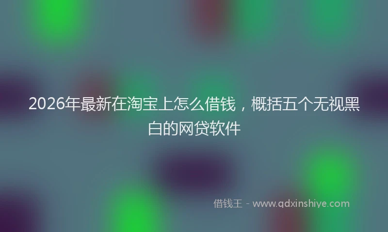 2026年最新在淘宝上怎么借钱，概括五个无视黑白的网贷软件