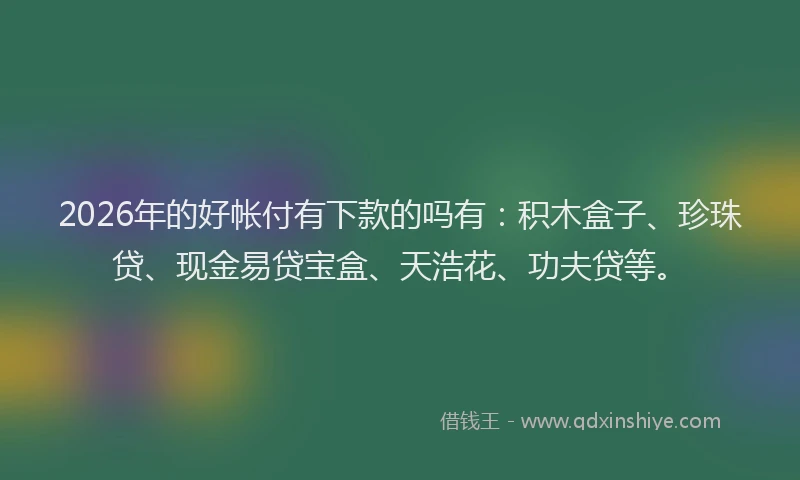 2026年的好帐付有下款的吗有：积木盒子、珍珠贷、现金易贷宝盒、天浩花、功夫贷等。