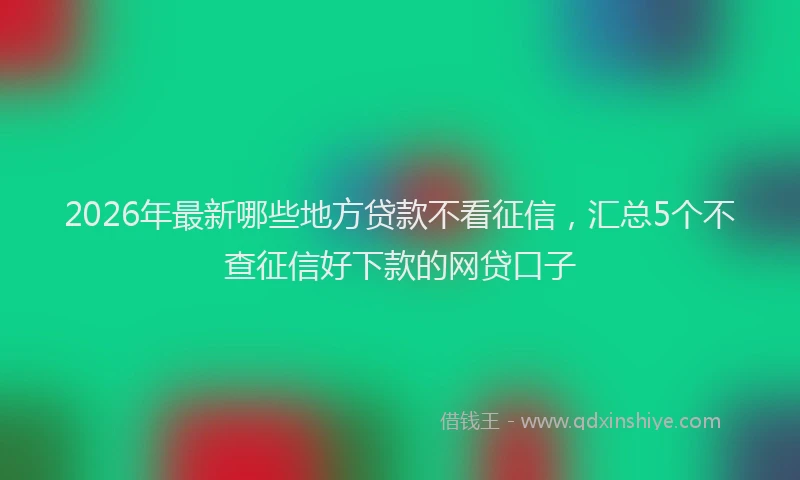 2026年最新哪些地方贷款不看征信，汇总5个不查征信好下款的网贷口子