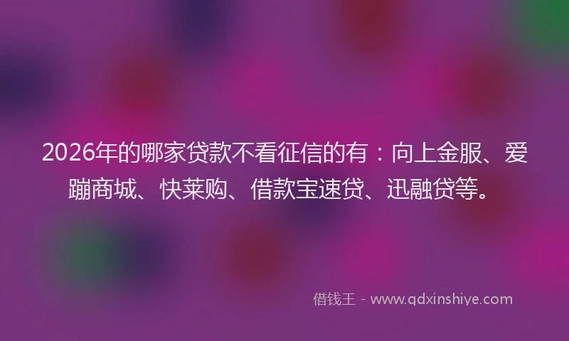 2026年的哪家贷款不看征信的有：向上金服、爱蹦商城、快莱购、借款宝速贷、迅融贷等。