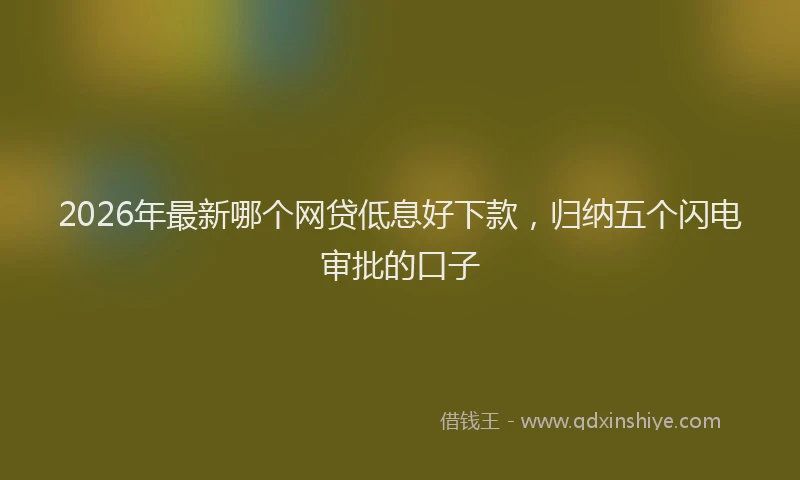 2026年最新哪个网贷低息好下款，归纳五个闪电审批的口子