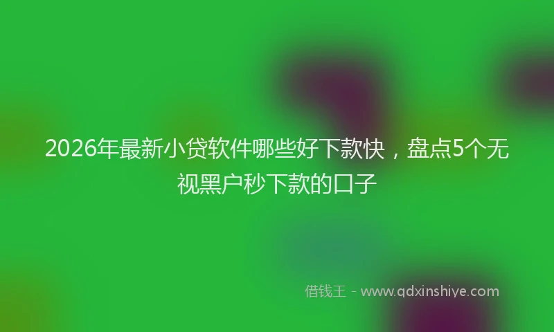 2026年最新小贷软件哪些好下款快，盘点5个无视黑户秒下款的口子
