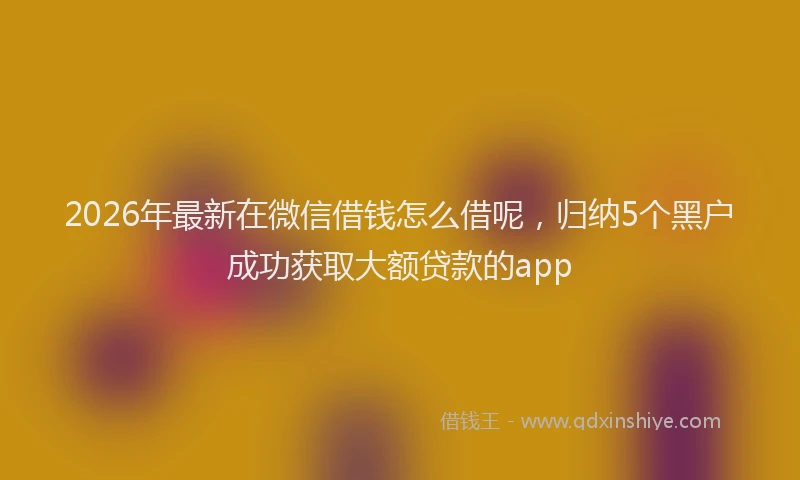 2026年最新在微信借钱怎么借呢，归纳5个黑户成功获取大额贷款的app