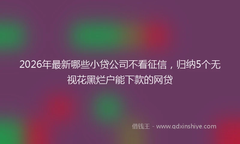 2026年最新哪些小贷公司不看征信，归纳5个无视花黑烂户能下款的网贷