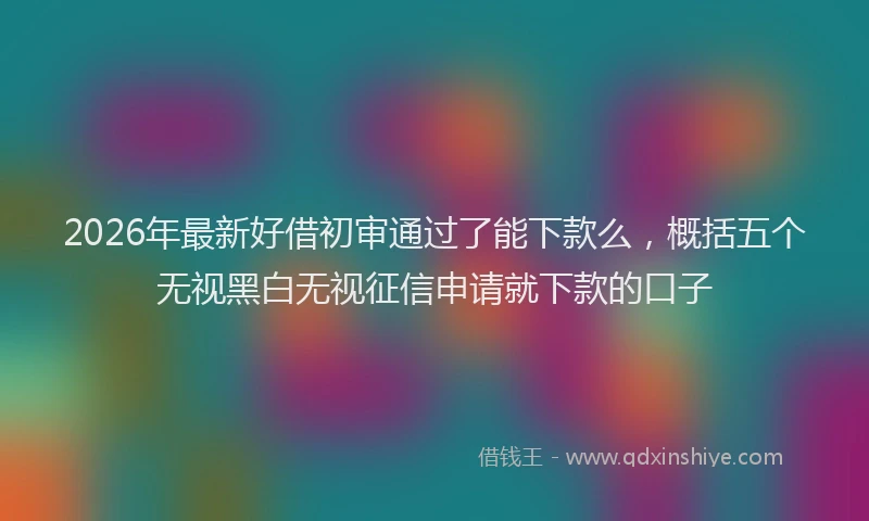 2026年最新好借初审通过了能下款么，概括五个无视黑白无视征信申请就下款的口子