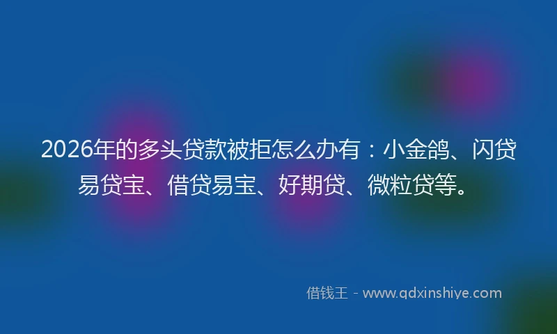 2026年的多头贷款被拒怎么办有：小金鸽、闪贷易贷宝、借贷易宝、好期贷、微粒贷等。