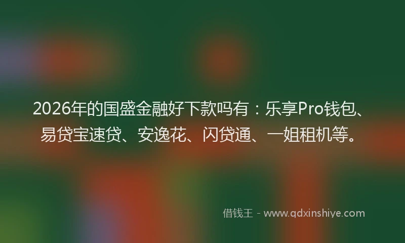 2026年的国盛金融好下款吗有：乐享Pro钱包、易贷宝速贷、安逸花、闪贷通、一姐租机等。