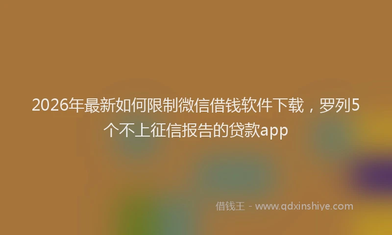 2026年最新如何限制微信借钱软件下载，罗列5个不上征信报告的贷款app