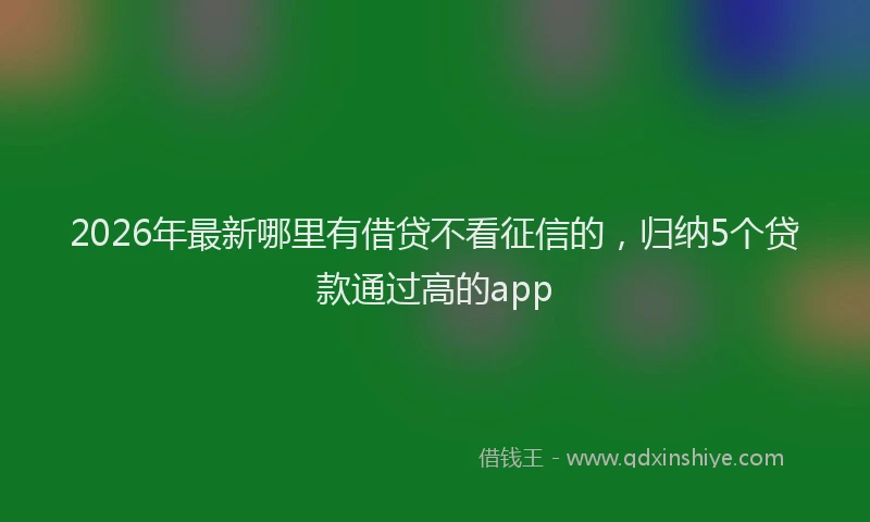 2026年最新哪里有借贷不看征信的，归纳5个贷款通过高的app