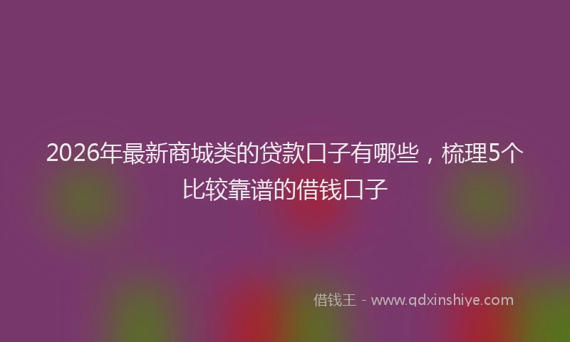 2026年最新商城类的贷款口子有哪些，梳理5个比较靠谱的借钱口子