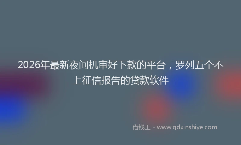 2026年最新夜间机审好下款的平台，罗列五个不上征信报告的贷款软件