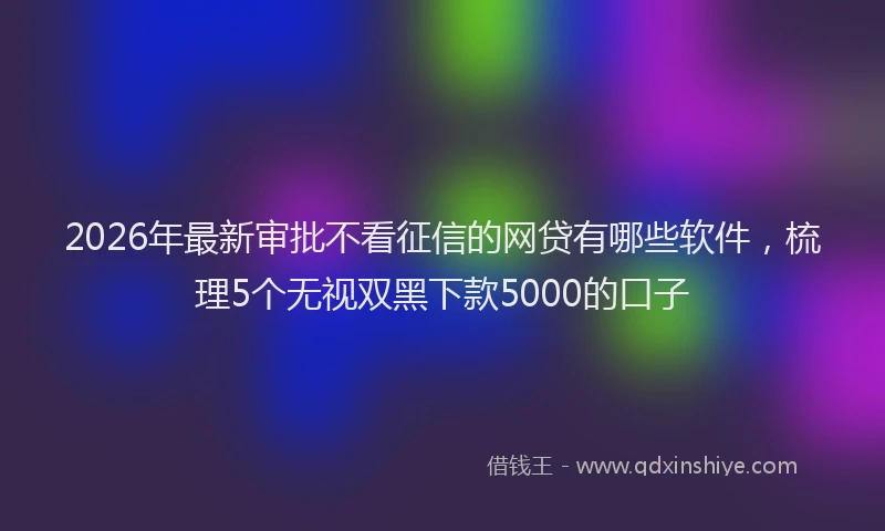 2026年最新审批不看征信的网贷有哪些软件，梳理5个无视双黑下款5000的口子