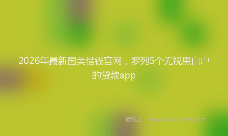 2026年最新国美借钱官网，罗列5个无视黑白户的贷款app