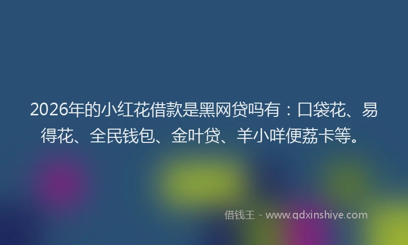 2026年的小红花借款是黑网贷吗有：口袋花、易得花、全民钱包、金叶贷、羊小咩便荔卡等。