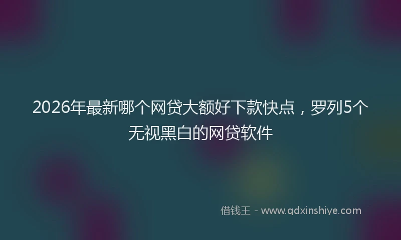 2026年最新哪个网贷大额好下款快点，罗列5个无视黑白的网贷软件