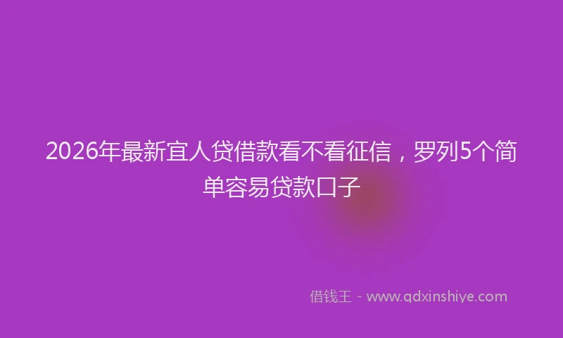 2026年最新宜人贷借款看不看征信，罗列5个简单容易贷款口子
